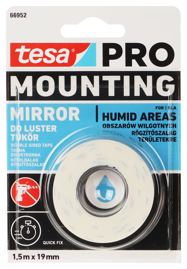 DUBBELHÄFTIG MONTERINGSTEJP MOUNTING-PRO/MIRROR/1.5X19 TESA