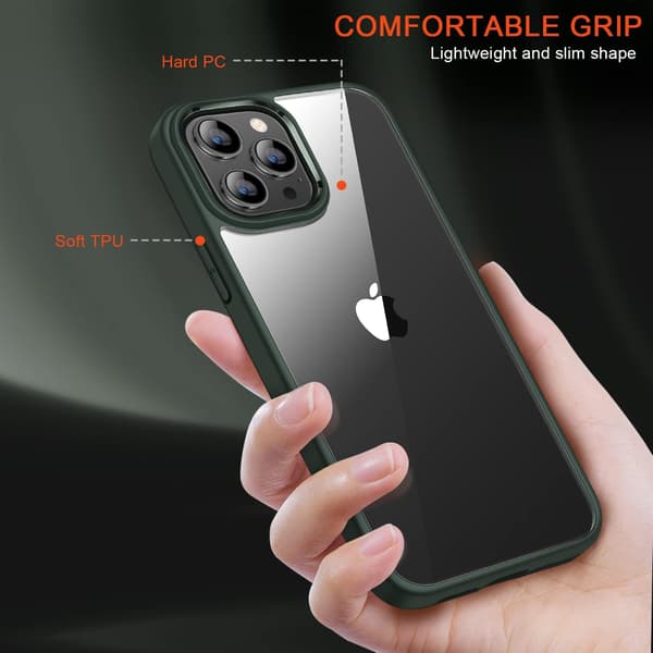 ETUI TIL APPLE IPHONE 14 PRO MAX SILIKONE GRØN RAMME + HÆRDET GLAS