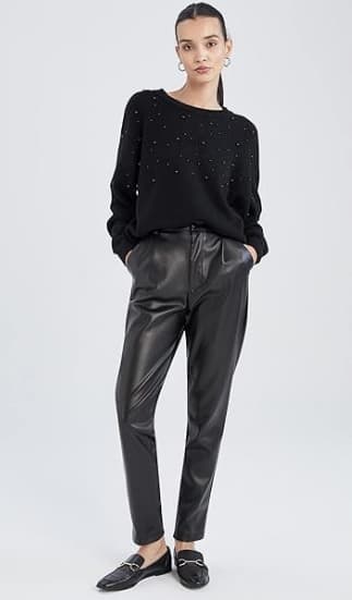 Defacto naistenpaita musta pitkä strass koko M