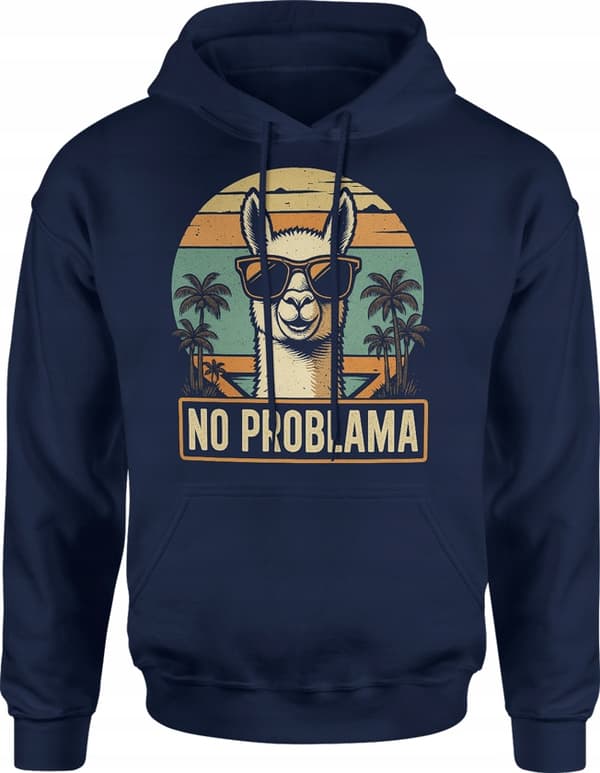 SJOV SWEATSHIRT MED LAMA-PRINT TIL HERRER UDEN PROBLEM, SOMMERFERIEFORM, XL
