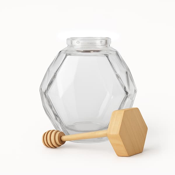 Glashonungsburk MAJA 200 ml Hexagon Träpropp Skopa Present