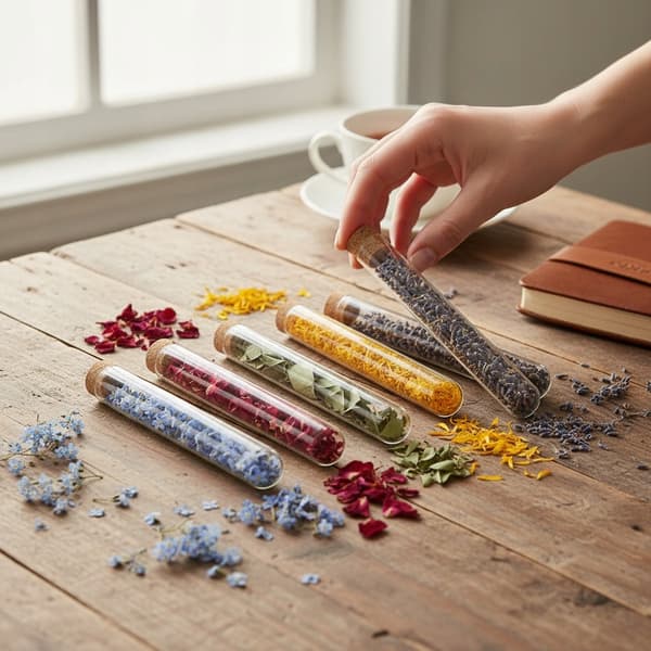 5x Glasflasker med korkpropper til krydderier, urter, bryllup, gave, slik