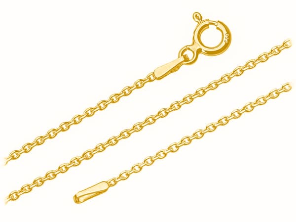 Silverförgylld klassisk guldankarkedja 1,4 mm diamant 45 cm