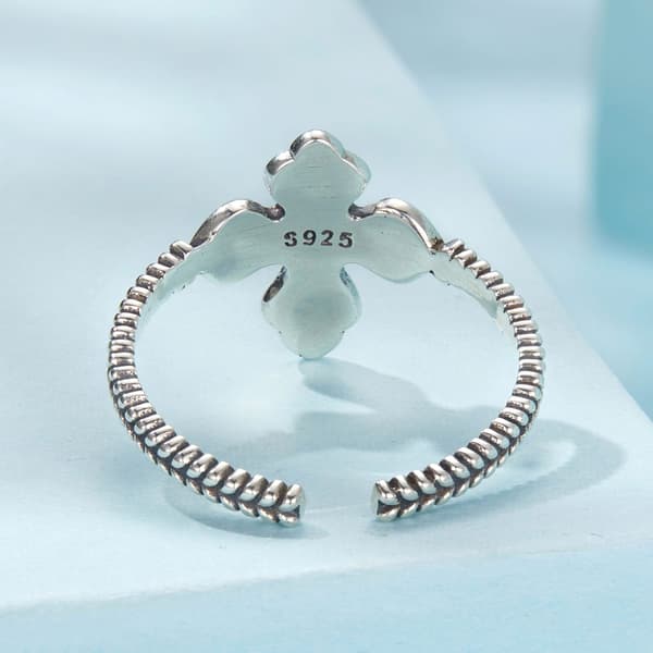 Justerbar silverring med kors, silver 925