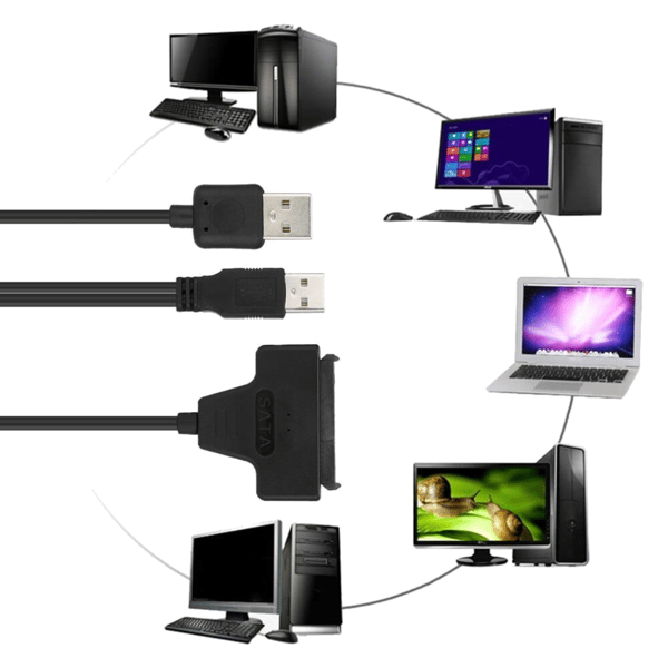 USB 2.0 -adapteri 2.5" ja 3.5" SATA-levyille SSD-kaapeliadapteri