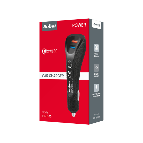 Autolader 3,1A USB med Quick Charge 3.0 12-24V