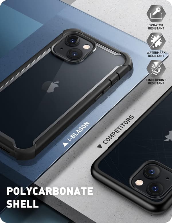 COVER TIL APPLE IPHONE 14 PLUS KLAR BAGSIDER MED SORT RAMME OG KONFIGUR