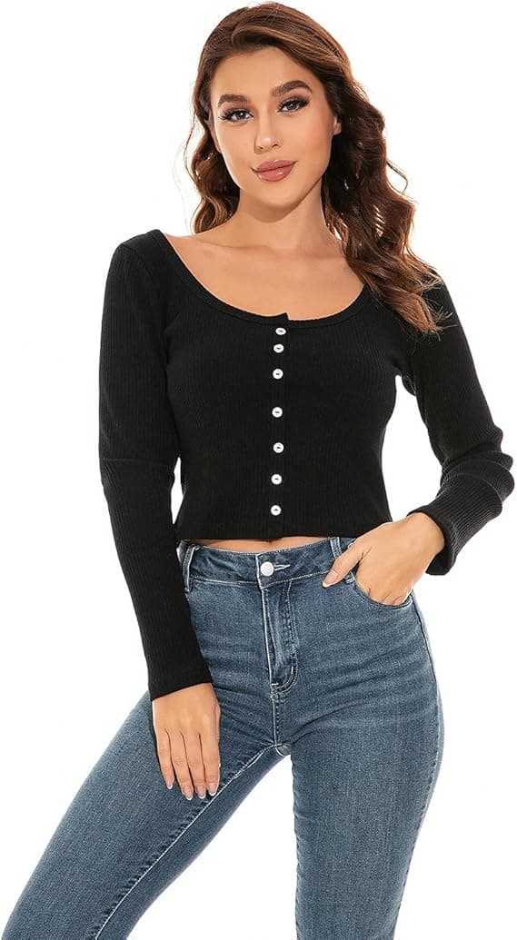 SORT RIBBET BLUSE TIL DAMER Y2 S. XS