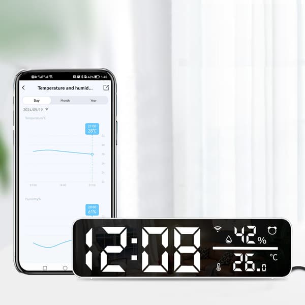 RTX Stor LED Ur Sensor Temperatur- og Fugtighedssensor WiFi Tuya