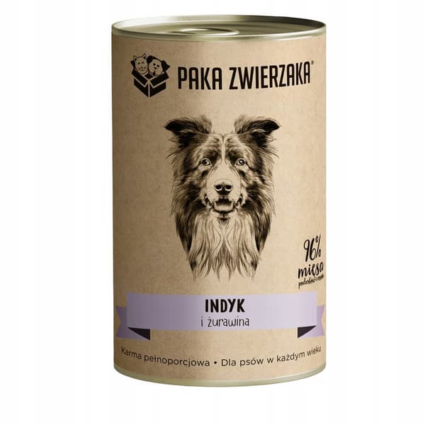 Paka Zwierzaka vådfoder til hunde med kalkun og tranebær 6x400g