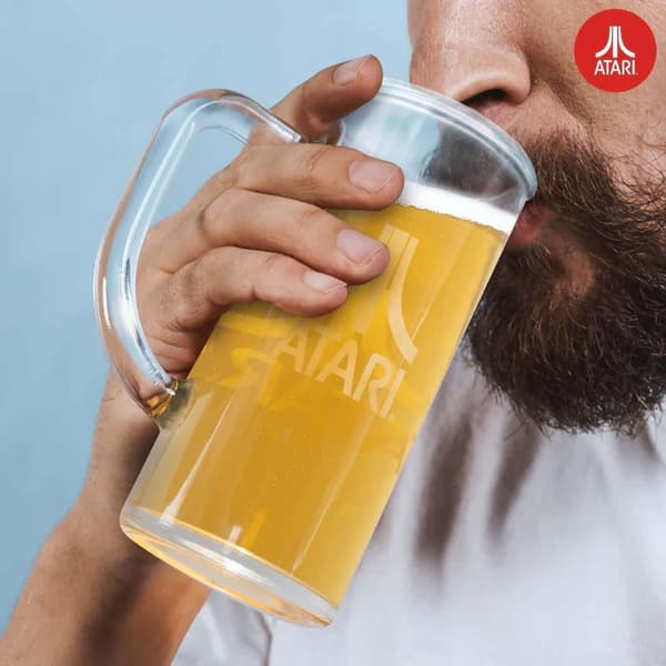 Ölmugg 1 pint med Atari-logotyp, officiell licens Ölglas 600 ml