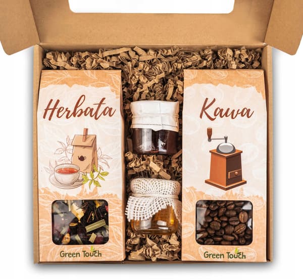 Gaveæske med te, kaffe og honning