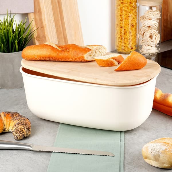Brödbox med bambubräda kräm 39x23,5x15,5 cm