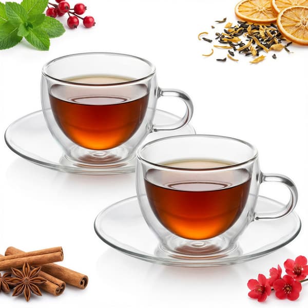 KAFFETEKOPPAR 2 DELAR MED STÄLL TERMOGLAS 250 ml