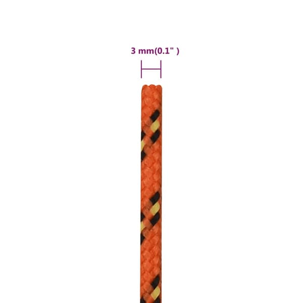 vidaXL sejltov, orange, 3 mm, 250 m, polypropylen