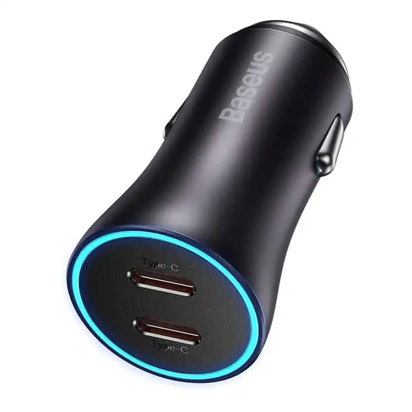 Baseus Golden Contactor Pro Billaddare, 2x USB-C, 40W (Grå)