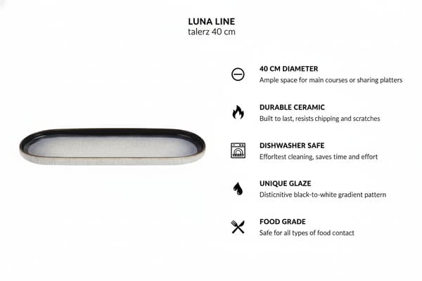 KERAMISKT TALLRIK 40 CM LUNA LINE OVAL STOR FÖR SERVERING