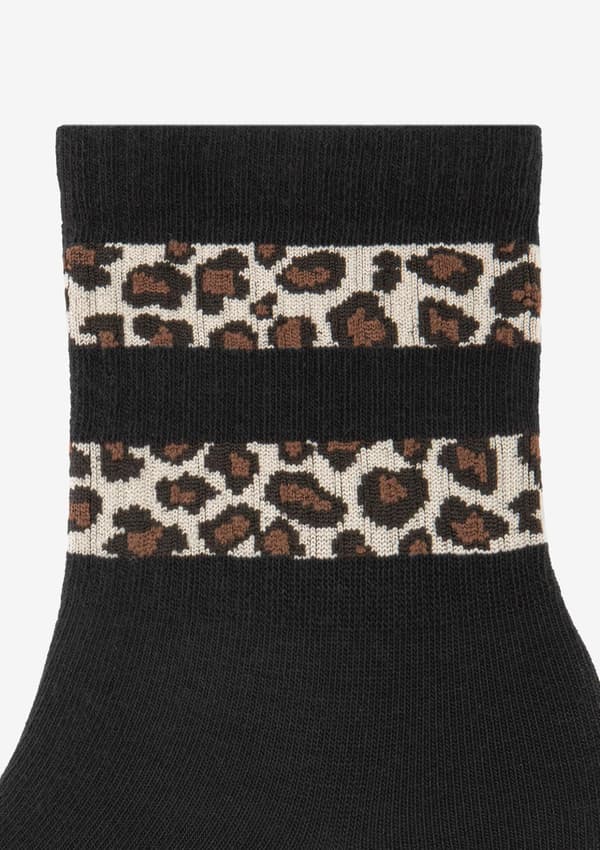 Damesokker med moderigtige leopardmønstrede striber sorte Panther Stripe Marilyn 36/40