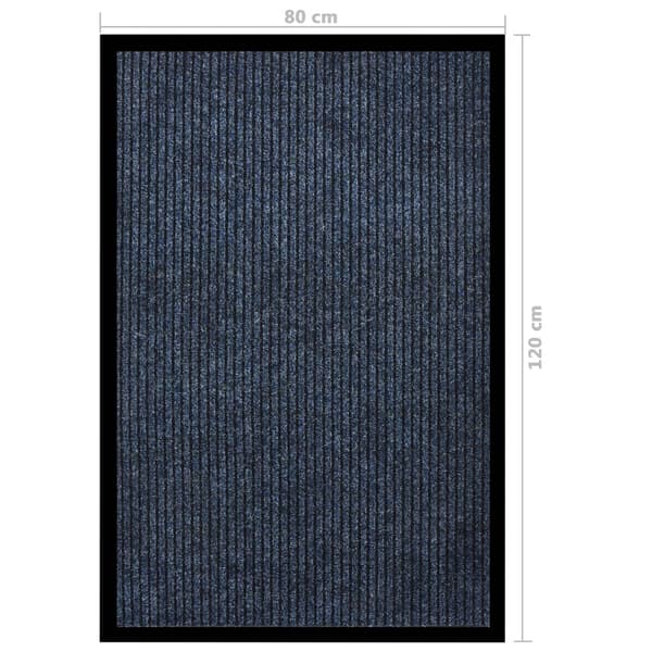 vidaXL Dörrmatta, Ribbad, Blå, 80 x 120 cm
