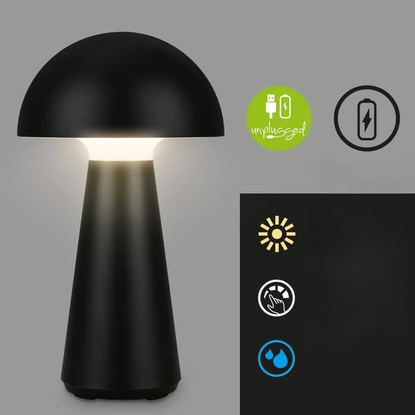 LED-bordlampe trådløs IP44 sort med lysdæmper til hjemmet og haven