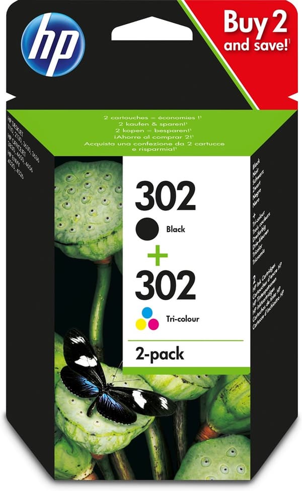 Blæk til HP 302 printer, sort, original, X4D37AE