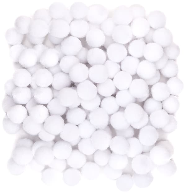 Polyesterpompoms vita dekorativa 1 cm 120 st.