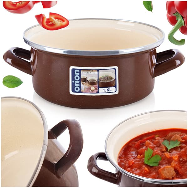 Emaillerad gryta brun 18,5 cm, 1,6 l