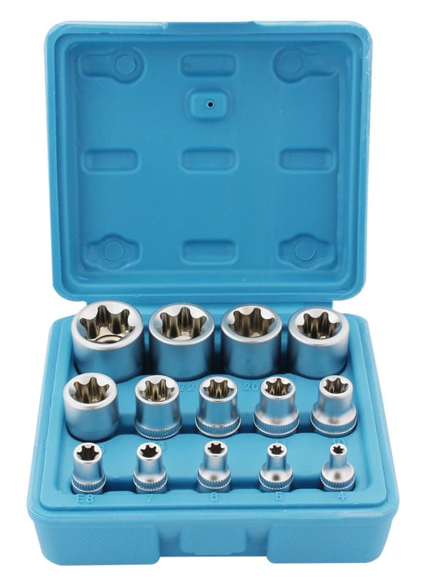 Torx E4-E24 pistorasian avainsarja, sisäiset Torx-bittit, 14 kpl