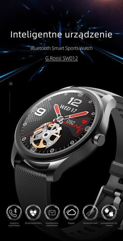 G. Rossi SW012-5 herr smartklocka guld/grå + extra armband (sg007e)