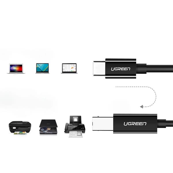Ugreen US241 USB-C 2.0 - USB-B-kabel 1 m - Svart