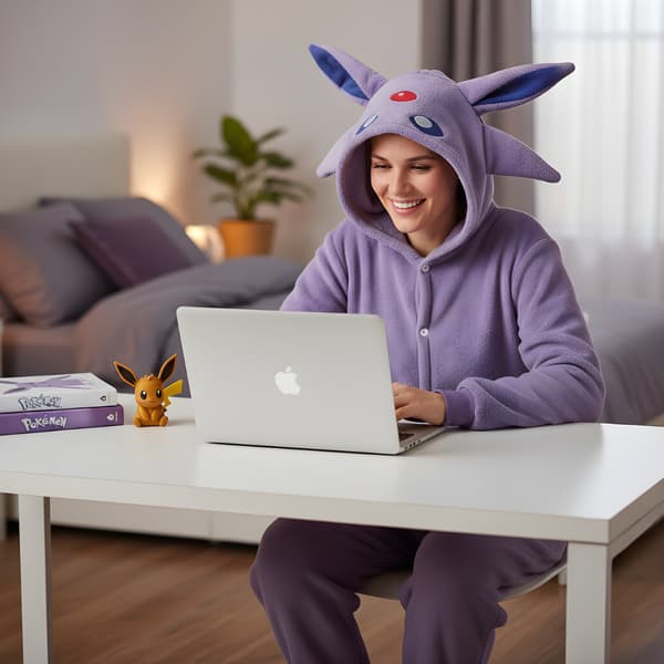 Kigurumi-pyjamaskostume til Pokémon Espeon, størrelse 145-155 cm