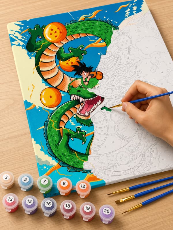 Dragon Ball målning med siffror och ram 40x50 cm