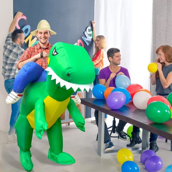 Selvoppustelig oppustelig dinosaur T-rex kostume