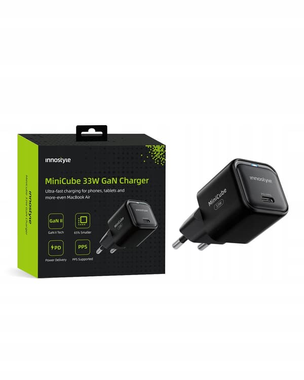INNOSTYLE SNABBLADDARE CUBE USB-C 33W USB TYP C GAN II FÖR SAMSUNG LED