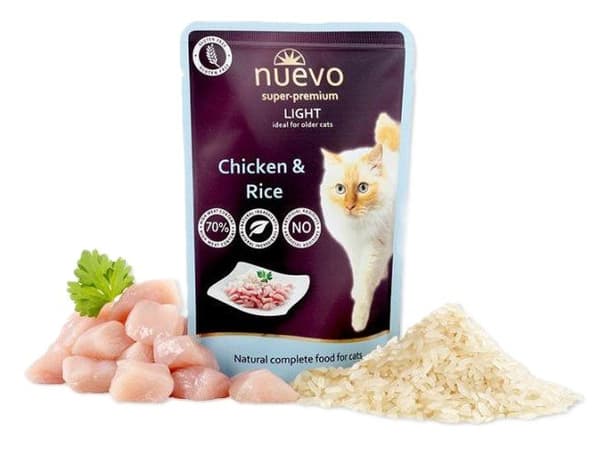 Nuevo | Vådfoder til katte | 85g pose - Light | Kylling med ris 85g