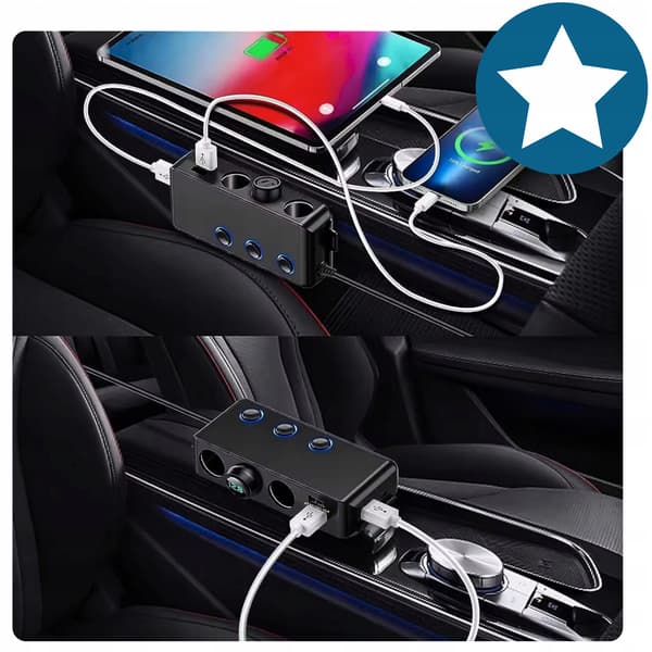 AUTON SYTYTTIMEN PISTORASIAJA 12-24V 3xUSB UBS-C -SOVITIN