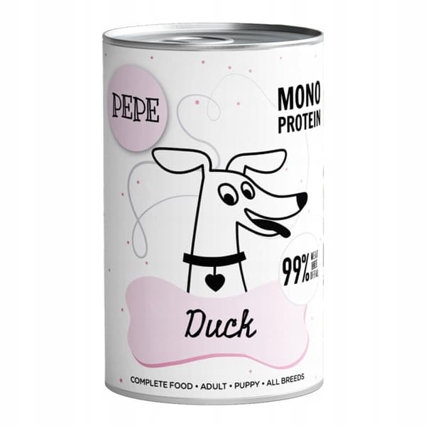 Paka Zwierzaka Pepe Duck våd hundefoder 99% and 6x400g