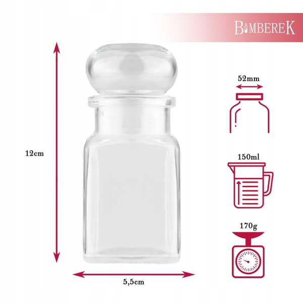 12x lufttäta kryddburkar 150ml + lock för örter, honung, ljus