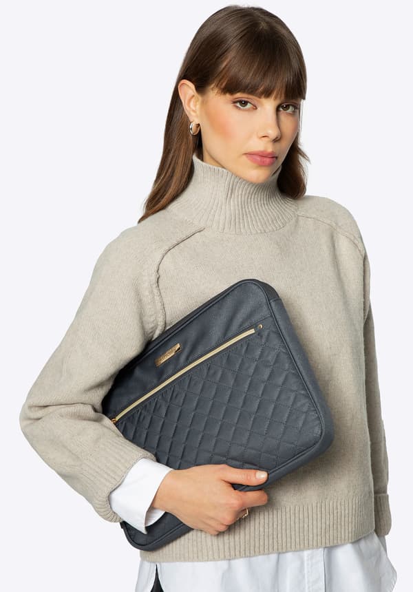 Wittchen Dame 15" Laptop Sleeve, Quiltet Front, Grå Polyester
