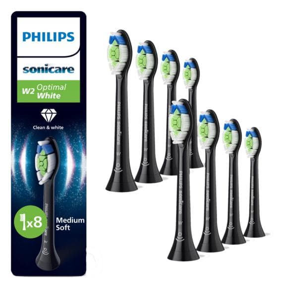 PHILIPS SONICARE Sonicare W2 Optimal White HX6068/88 Tandbørstehoveder 8 stk. Sort