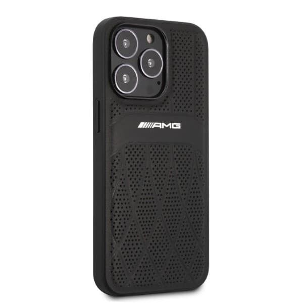 AMG AMHCP13LOSDBK iPhone 13 Pro / 136.1 sort/sort hårdt cover læder buede linjer