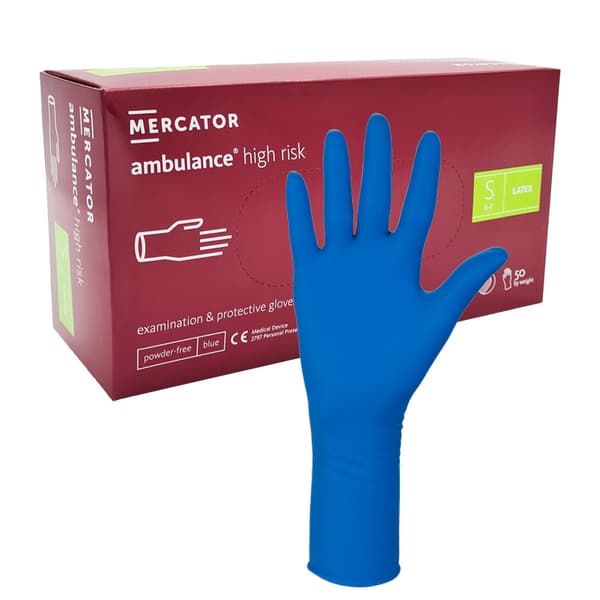 Latexhandsker S blå Mercator Ambulance High Risk 50 stk.