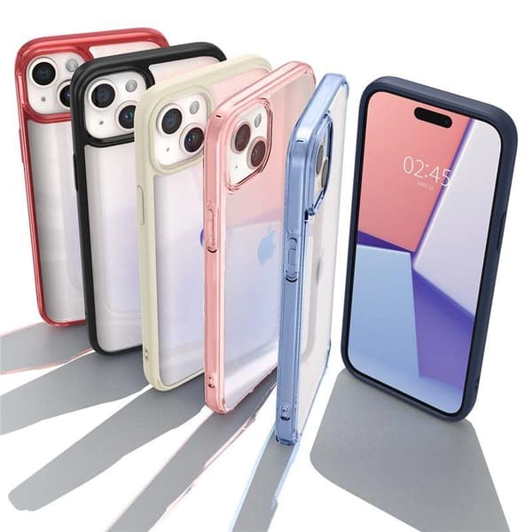 Spigen Crystal Hybrid-cover til iPhone 15 Plus - Klar og Sort