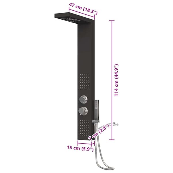 vidaXL Duschpanel Aluminium Svart