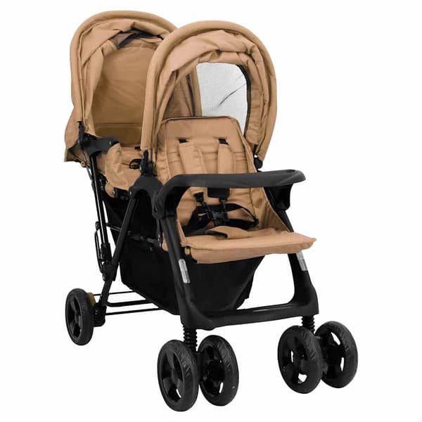 vidaXL Dubbelvagn, Taupe, Stål
