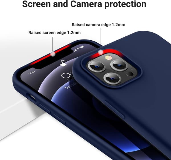 ETUI TIL APPLE IPHONE 12 PRO MAX SILIKONE MARINEBLÅ MED MIKROFIBER