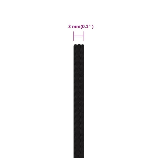 vidaXL Työköysi, musta, 3 mm, 100 m, polyesteri
