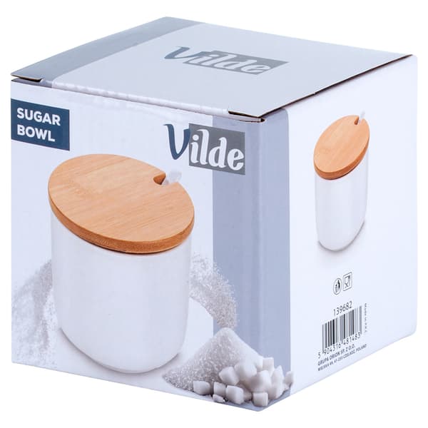 Valkoinen keraaminen sokerimalja