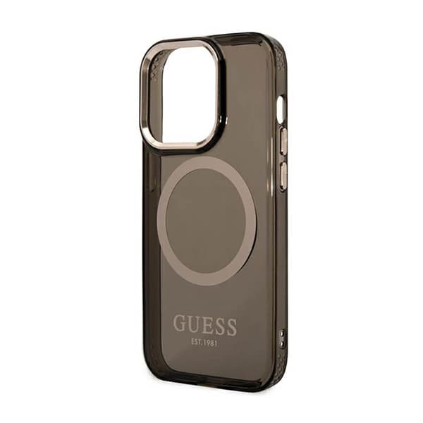 Guess Gold Outline Translucent MagSafe - iPhone 14 Pro cover (sort)