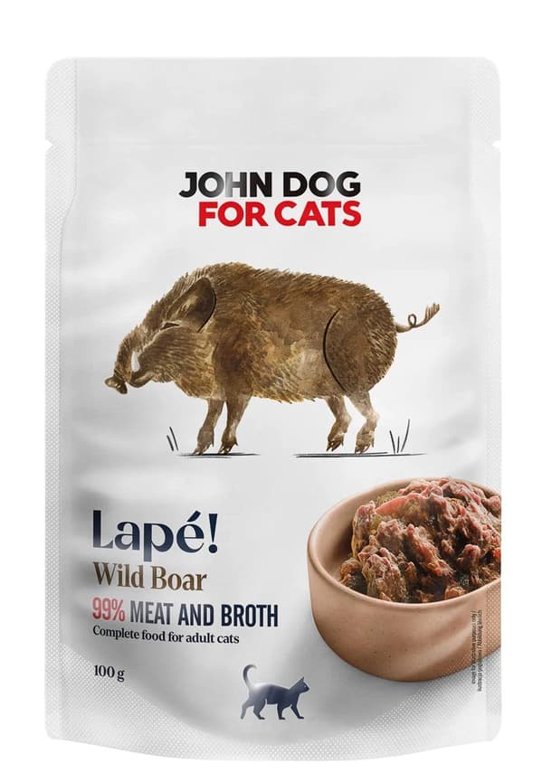 John Dog til katte | Lape | Monoprotein vådfoder til katte - Vildsvin 100g